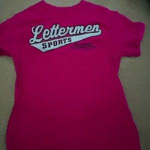 Pink letterman’s shirt